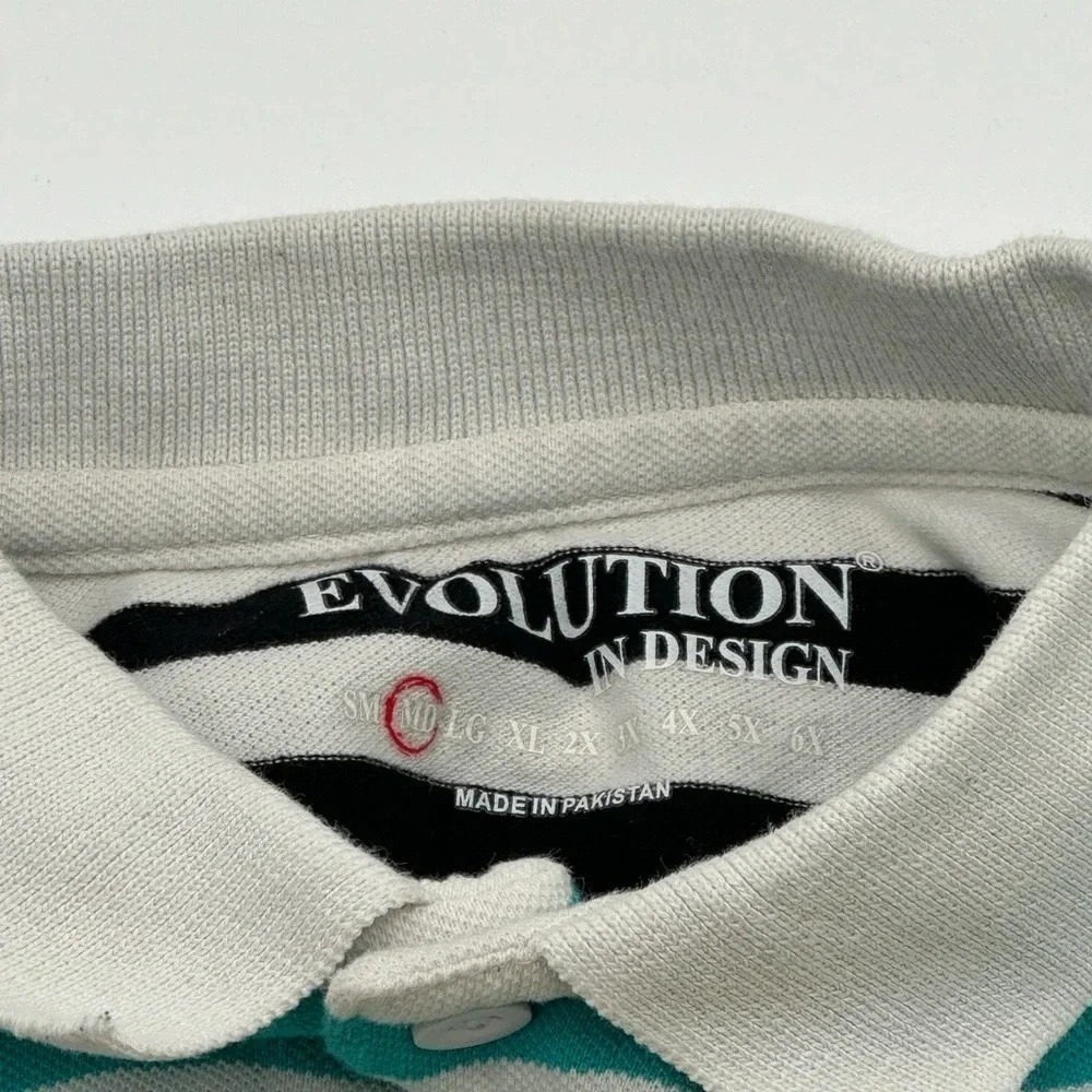 Evolution In Design‎ Mens Colorblock Striped Polo Shirt Multi Color Size Medium - Picture 5 of 9